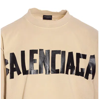 Balenciaga Men Beige Tape Type Medium Fit T-shirt In Pink