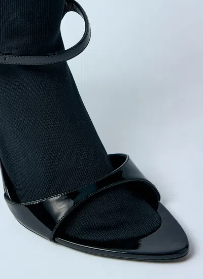 Balenciaga Avenue Sock Black Sandal In Patent Leather And Mesh