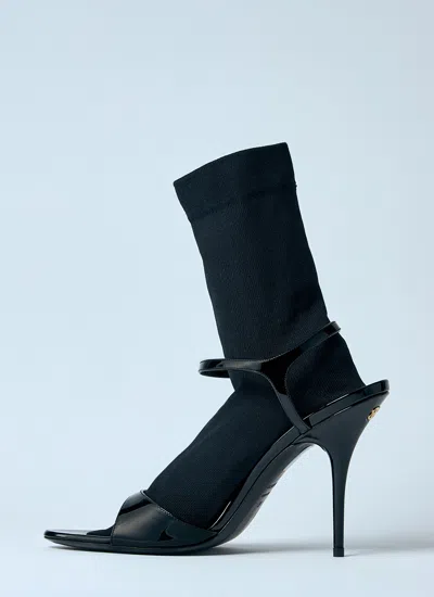 Balenciaga Avenue Sock Black Sandal In Patent Leather And Mesh