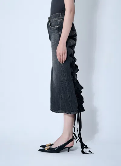 Balenciaga Skirt With Laces In Smoky Grey Denim Women In Gray