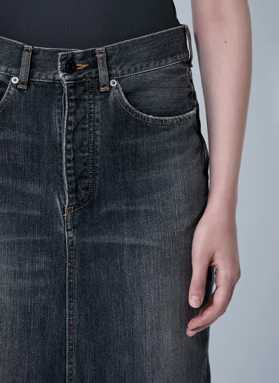 Balenciaga Skirt With Laces In Smoky Grey Denim Women In Gray
