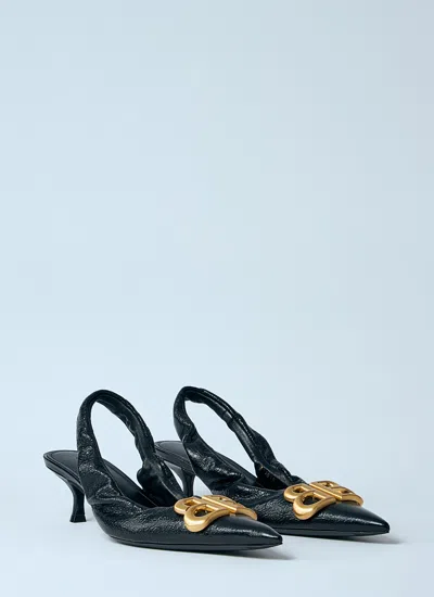 Balenciaga Women Monaco Leather Slingback Pumps In Black