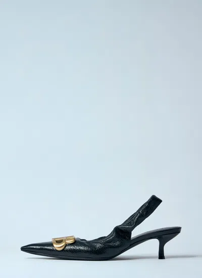Balenciaga Women Monaco Leather Slingback Pumps In Black