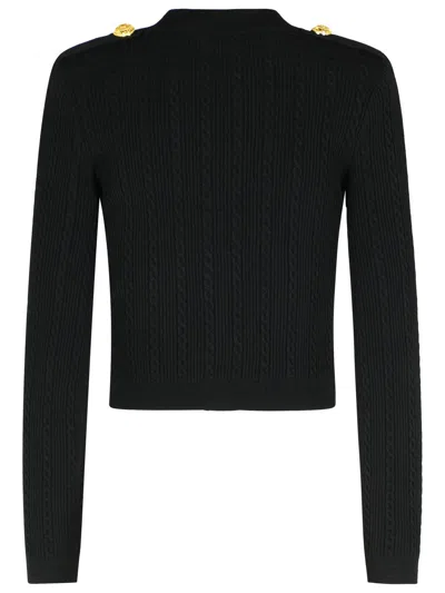 Balmain Black Twisted Knit Long-sleeved Cardigan Women