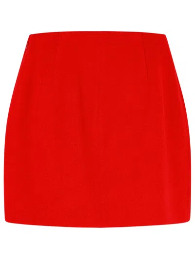 Balmain High Waist A-line Skirt With Button Detailing In Red