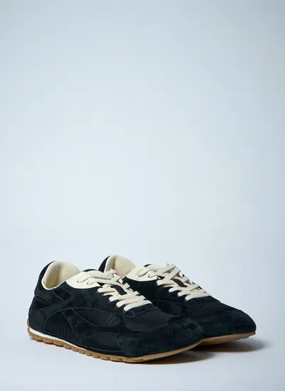 Bottega Veneta Black Suede And Nylon Orbit Flash Sneakers In Blue