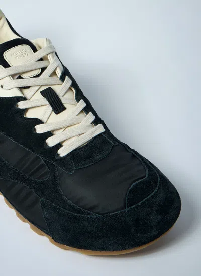 Bottega Veneta Black Suede And Nylon Orbit Flash Sneakers In Blue