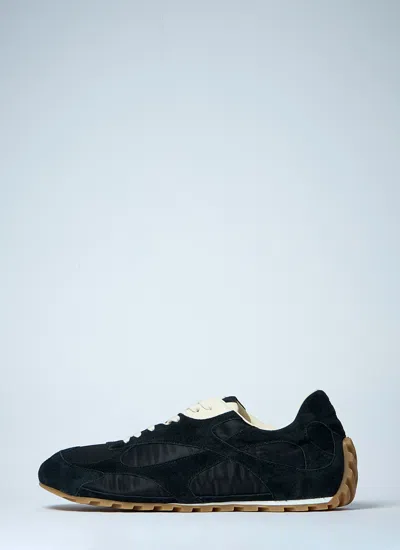 Bottega Veneta Black Suede And Nylon Orbit Flash Sneakers In Blue