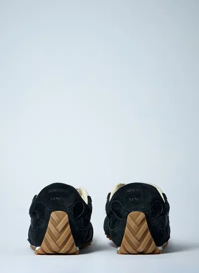 Bottega Veneta Black Suede And Nylon Orbit Flash Sneakers In Blue