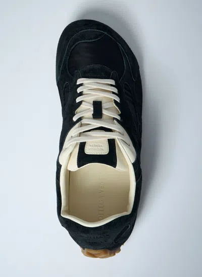Bottega Veneta Black Suede And Nylon Orbit Flash Sneakers In Blue