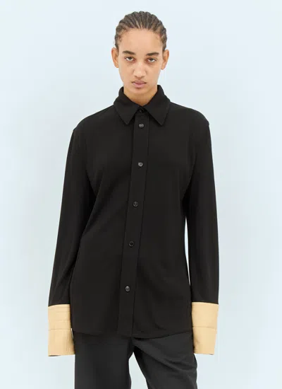 Bottega Veneta Women Black Shirt With Notebook Cuffs In Viscose Woman In Black