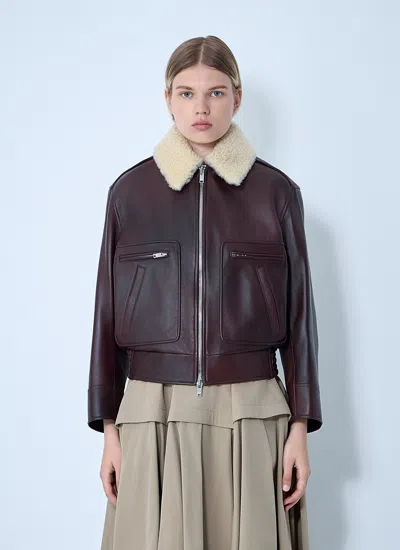 Bottega Veneta Nappa Blouson With Shearling Women In Brown