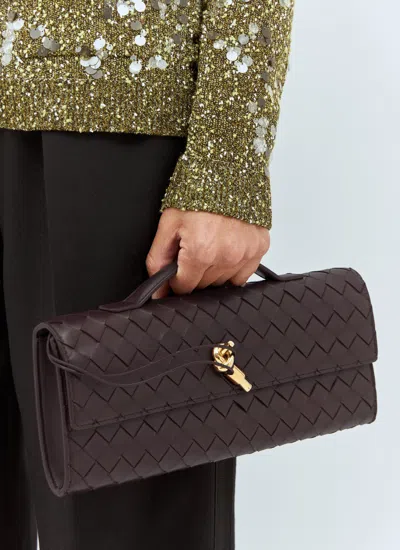 Bottega Veneta Women Leather Andiamo Clutch With Intrecciato Motif In Black