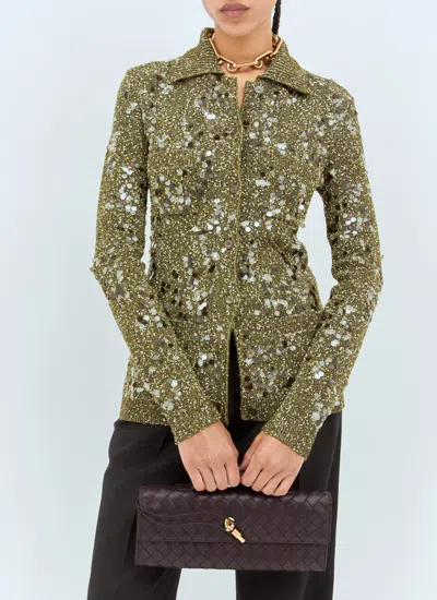 Bottega Veneta Women Leather Andiamo Clutch With Intrecciato Motif In Black