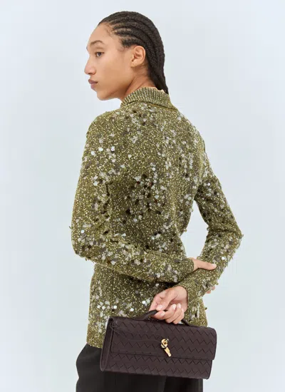 Bottega Veneta Women Leather Andiamo Clutch With Intrecciato Motif In Black