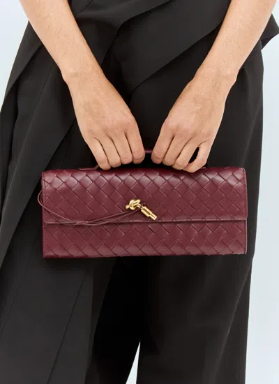 Bottega Veneta Long Andiamo Intrecciato Clutch Bag In 2250 Barolo-m Brass