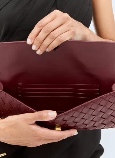Bottega Veneta Long Andiamo Intrecciato Clutch Bag In 2250 Barolo-m Brass