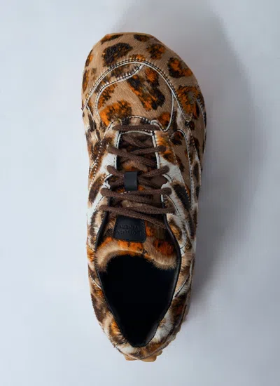 Bottega Veneta Orbit Jaguar-print Calf Hair Fashion Sneakers In Brown