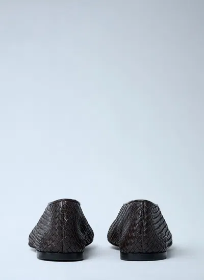 Bottega Veneta Micro Woven Nappa Leather Ballerina Flats In Pink