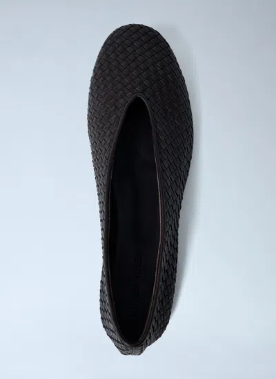 Bottega Veneta Micro Woven Nappa Leather Ballerina Flats In Pink