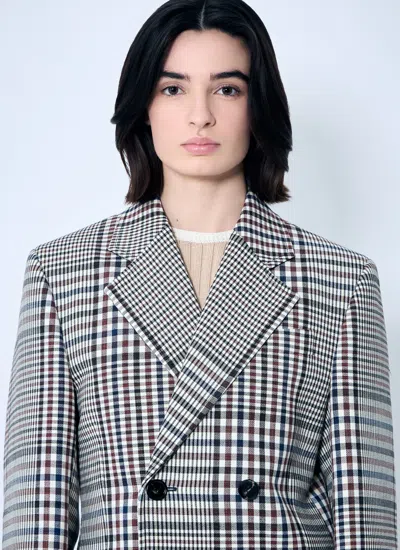 Bottega Veneta Women Double-breasted Checkered Jacket In Structured Cotton In Black