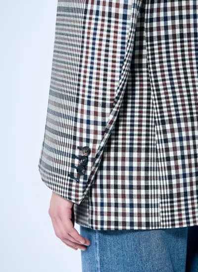 Bottega Veneta Women Double-breasted Checkered Jacket In Structured Cotton In Black