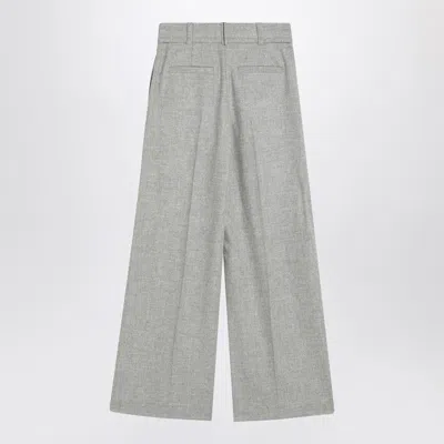 Brunello Cucinelli Wide Grey Trousers In Wool And Cashmere In Gray