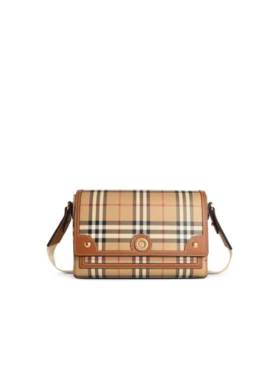 Burberry Check Medium Note Bag In Brown
