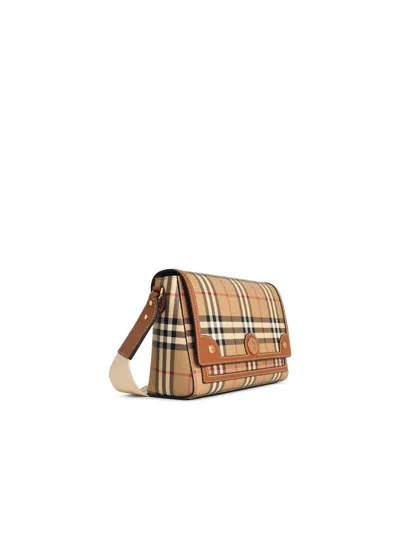 Burberry Check Medium Note Bag In Brown