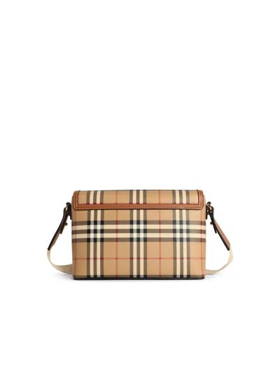 Burberry Check Medium Note Bag In Brown