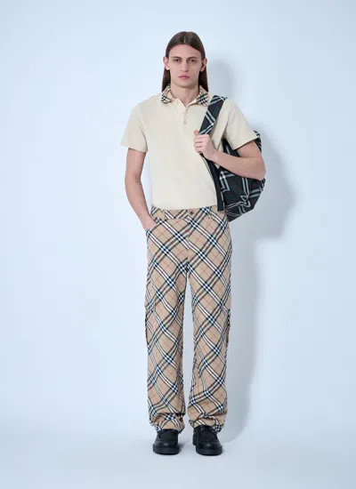 Burberry Wide-leg Trousers With Check Print In Grey