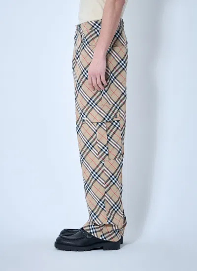 Burberry Wide-leg Trousers With Check Print In Grey
