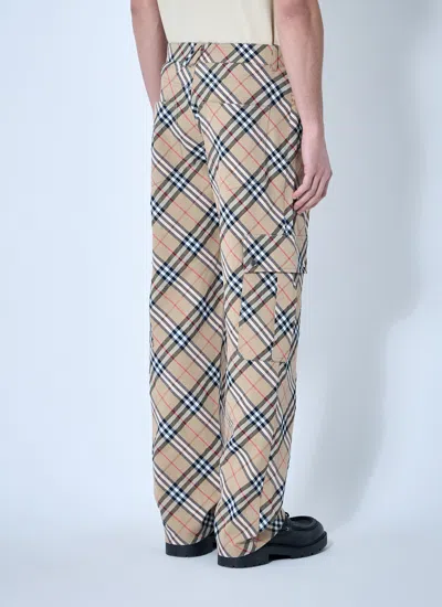 Burberry Wide-leg Trousers With Check Print In Grey