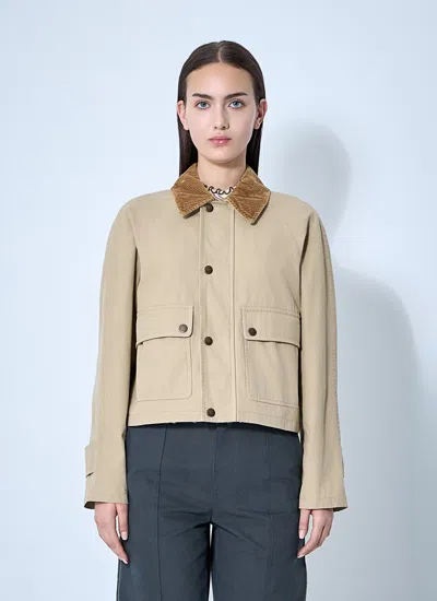 Burberry Beige Cropped Cotton Jacket In Neutral