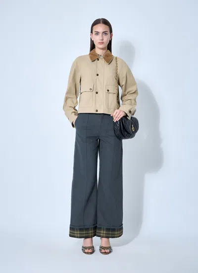 Burberry Beige Cropped Cotton Jacket In Neutral