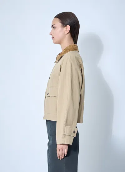 Burberry Beige Cropped Cotton Jacket In Neutral