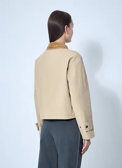 Burberry Beige Cropped Cotton Jacket In Neutral