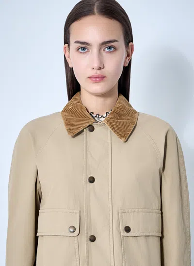 Burberry Beige Cropped Cotton Jacket In Neutral