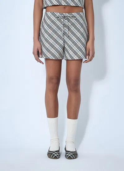 Burberry Women Check Drawstring Shorts In Cream