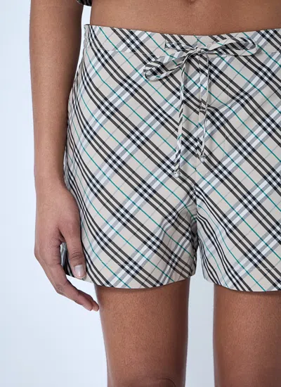 Burberry Women Check Drawstring Shorts In Cream