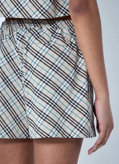 Burberry Women Check Drawstring Shorts In Cream