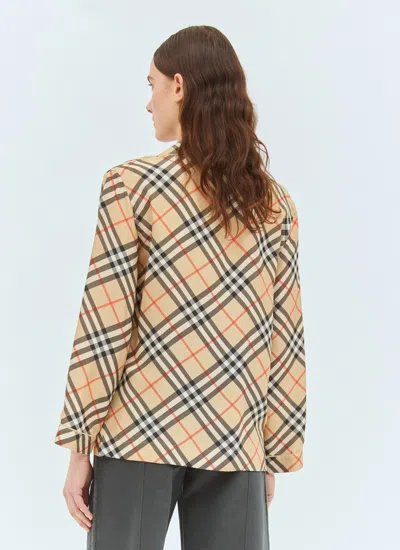 Burberry Women Check Silk Pyjama Shirt In Cream