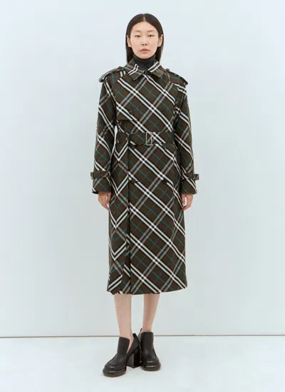 Burberry Snug Check-print Long Trench Coat In Multi