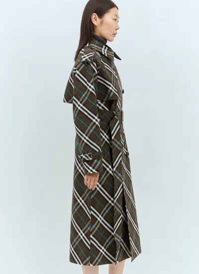 Burberry Snug Check-print Long Trench Coat In Multi