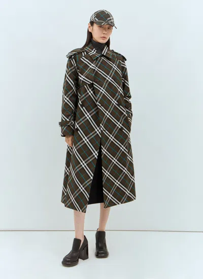 Burberry Snug Check-print Long Trench Coat In Multi