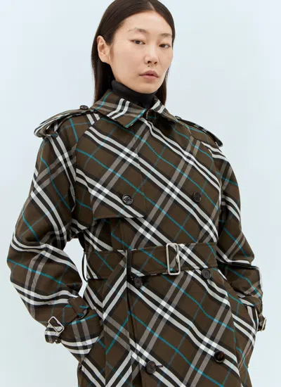 Burberry Snug Check-print Long Trench Coat In Multi