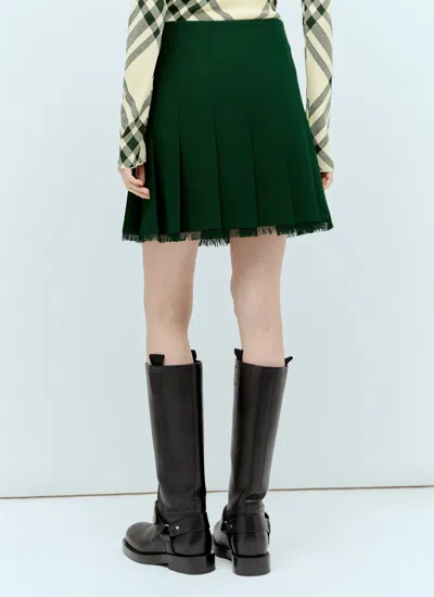 Burberry Pleated Fringed-edge Mini Skirt In Green