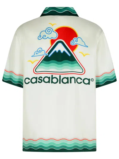 Casablanca Silk Short-sleeved Shirt With Wave In Multi