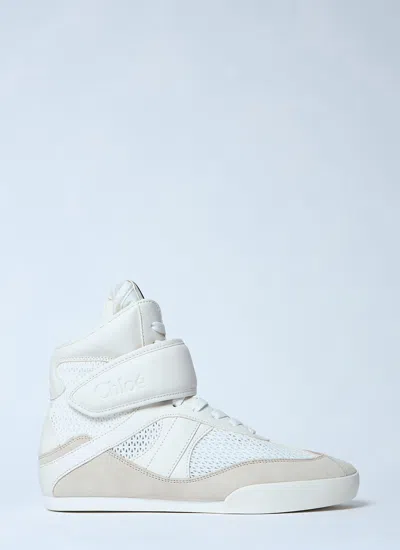 Chloé Mesh And Suede Kick High-top Sneakers In White