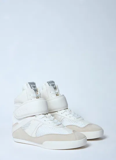 Chloé Mesh And Suede Kick High-top Sneakers In White